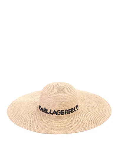Karl Lagerfeld K/essential Raffia Sunhat In Neutral