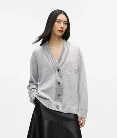 Karl Lagerfeld Soutache Cardigan In Gray
