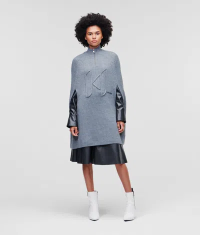 Karl Lagerfeld Soutache Kl Monogram Cape In Gray