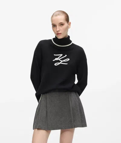 Karl Lagerfeld Soutache Turtleneck Sweater In Black