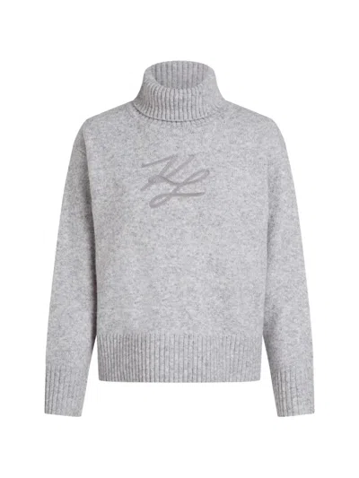 Karl Lagerfeld Soutache Turtleneck Sweater In Gray