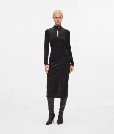 Karl Lagerfeld Sparkling Velvet Dress In Black