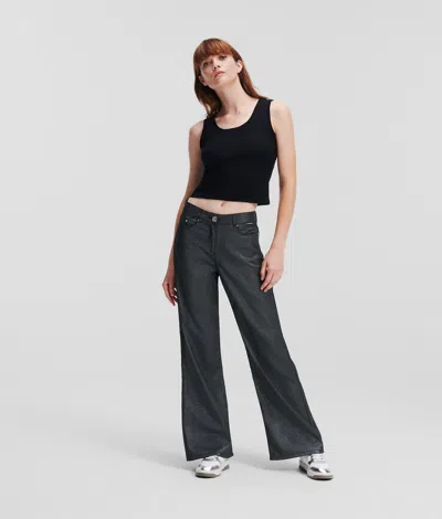 Karl Lagerfeld Sparkling Wide-leg Jeans In Gray