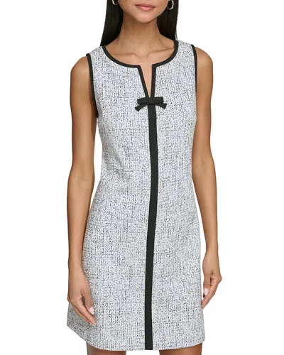 Karl Lagerfeld Speckled Bow Front Sheath Dress In Gray