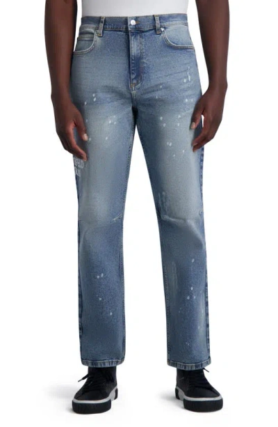 Karl Lagerfeld Splatter Straight Leg Jeans In Blue