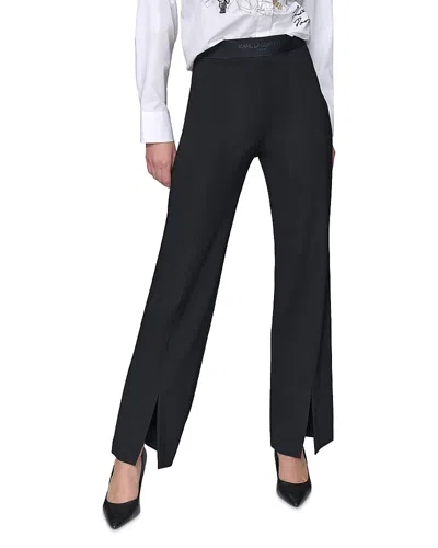Karl Lagerfeld Split Leg Pants In Black