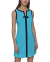 Karl Lagerfeld Split V Neck Sleeveless Dress In Hydrangea/black