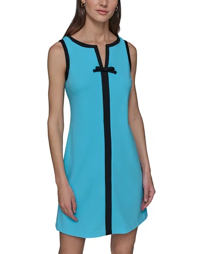 Karl Lagerfeld Split V Neck Sleeveless Dress In Hydrangea/black