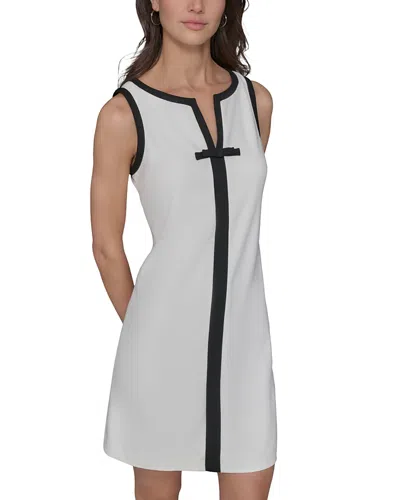 Karl Lagerfeld Split V Neck Sleeveless Dress In Soft White/black