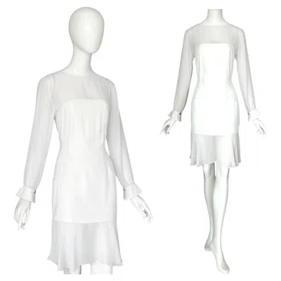 Pre-owned Karl Lagerfeld Spring Summer 1992 Runway Collection Ivory White Silk Dress