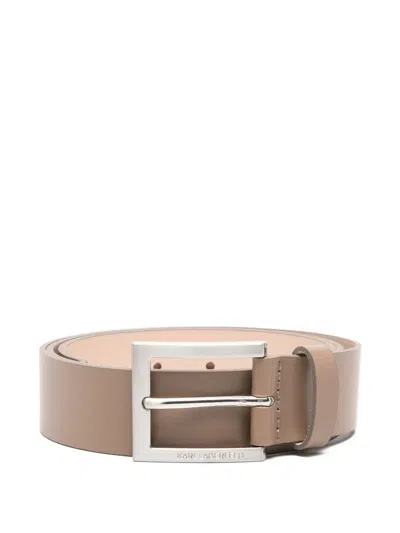 Karl Lagerfeld Square-buckle Leather Belt In Brown