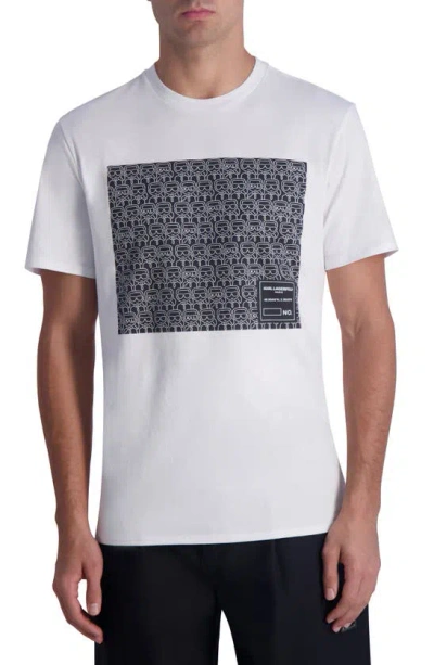 Karl Lagerfeld Square Logo Graphic Print T-shirt In White