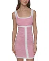 Karl Lagerfeld Women's Slub-knit Jacquard Dress In Pink Sherbert/soft White