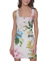 Karl Lagerfeld Square Neck Sheath Dress In Soft White/french Blue