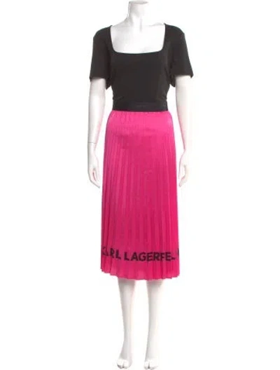 Pre-owned Karl Lagerfeld Square Neckline Midi Length Dress In Pink