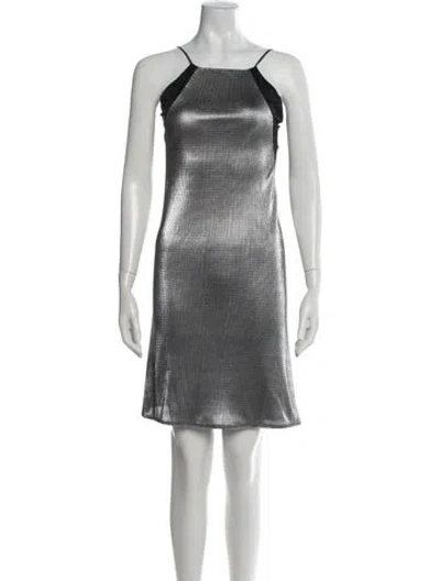Pre-owned Karl Lagerfeld Square Neckline Mini Dress In Silver