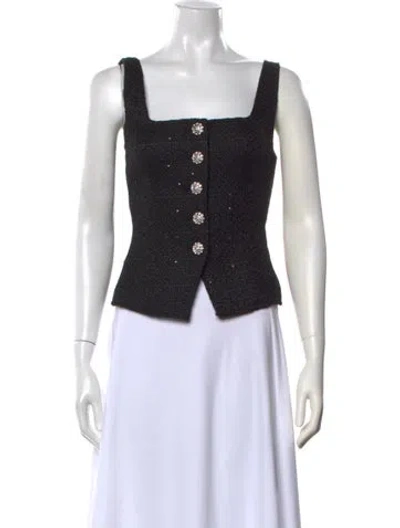 Pre-owned Karl Lagerfeld Square Neckline Sleeveless Top In Black