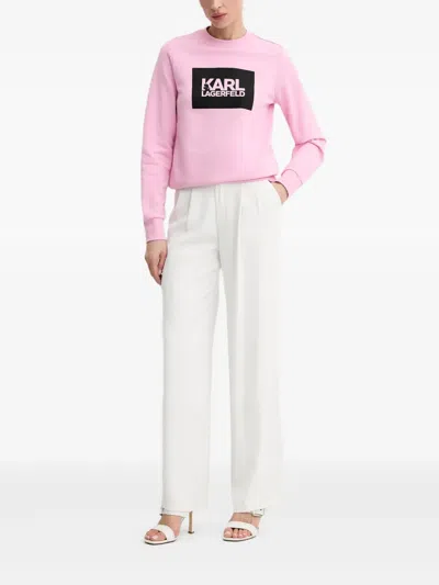 Karl Lagerfeld Stack-logo Sweatshirt In Pink