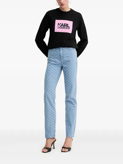 Karl Lagerfeld Stack-logo Sweatshirt In Black