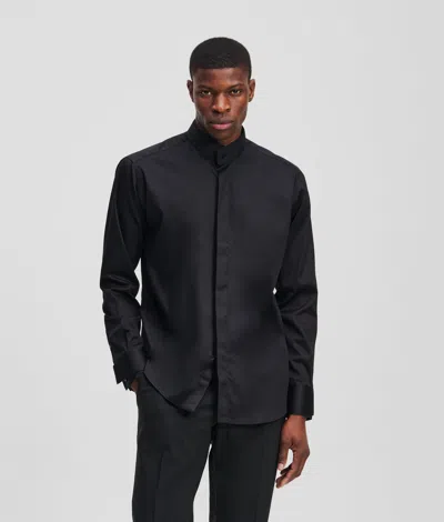 Karl Lagerfeld Stand-up Collar Shirt In Black