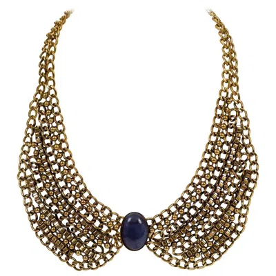 Pre-owned Karl Lagerfeld Stone & Chain Collar Necklace In Brown