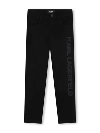 Karl Lagerfeld Kids' Straight Denim Pants In Black