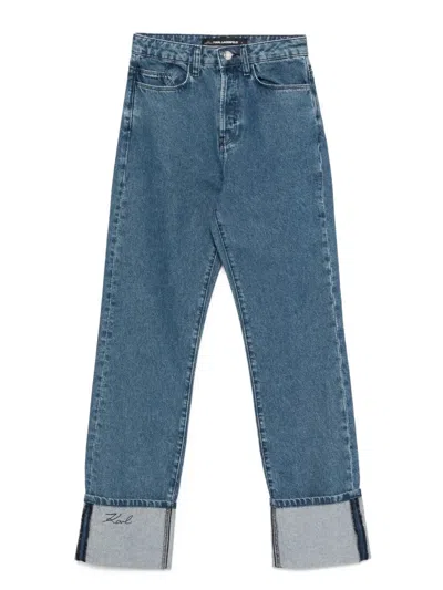 Karl Lagerfeld Straight Denim Pants In Blue