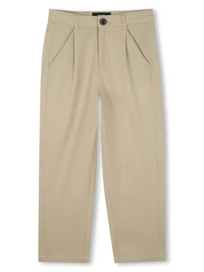 Karl Lagerfeld Kids' Straight-leg Twill Trousers In Neutrals