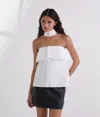 Karl Lagerfeld Strapless Poplin Shirt In White