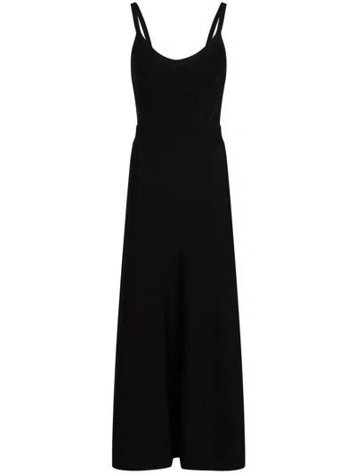 Karl Lagerfeld Strappy Knitted Midi Dress In Black