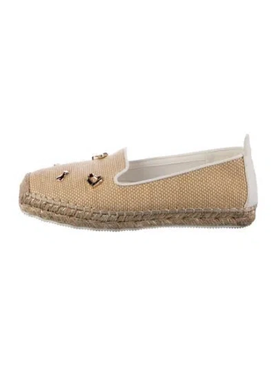 Pre-owned Karl Lagerfeld Straw Graphic Print Espadrilles In Gold