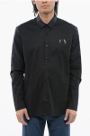Karl Lagerfeld Stretch Cotton Shirt With Tone On Tone Logo
