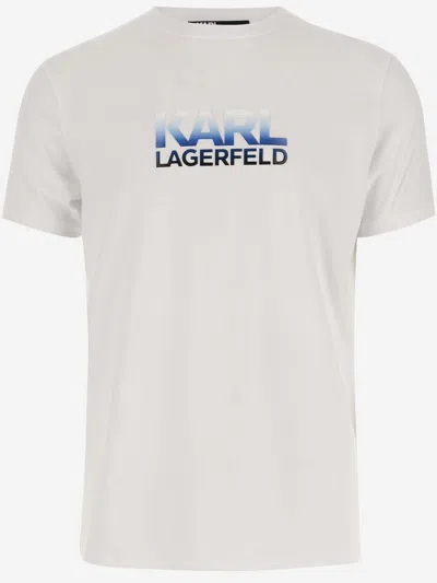 Karl Lagerfeld Stretch Cotton T-shirt With Logo In White