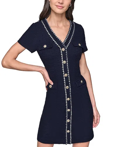 Karl Lagerfeld Stretch Tweed Dress In Marine