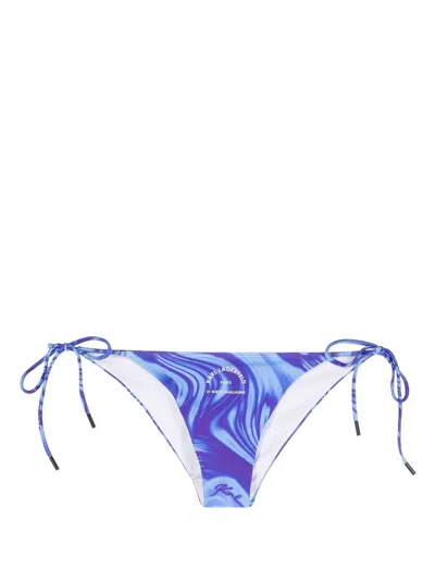 Karl Lagerfeld String-tie Bikini Bottoms In Blue