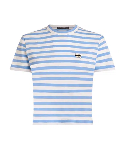 Karl Lagerfeld Stripe Boxy T-shirt In White