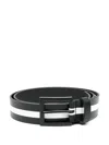 Karl Lagerfeld Stripe-detail Belt In Black