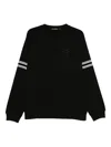 Karl Lagerfeld Stripe-detail Cotton Sweatshirt In Black