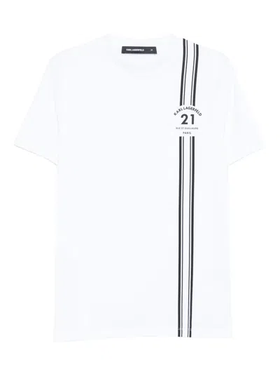Karl Lagerfeld Stripe-detail T-shirt In White