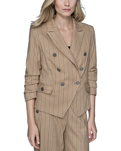 Karl Lagerfeld Stripe Double Breasted Jacket In Brown