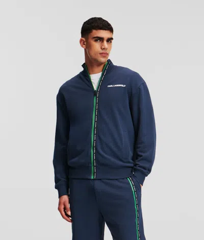 Karl Lagerfeld Stripe Logo Zip-up Sweatshirt