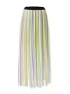 Karl Lagerfeld Pleated Striped Maxi Skirt In Multicolour