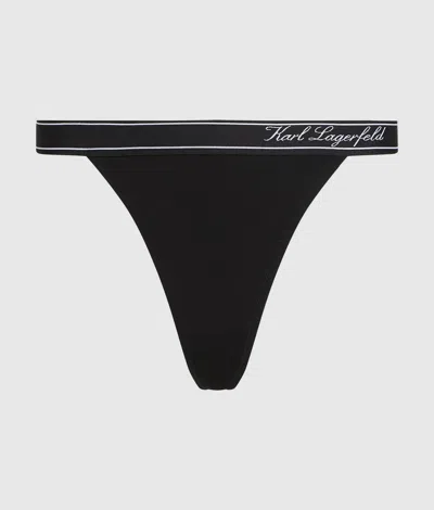 Karl Lagerfeld Stripe Thong In Black
