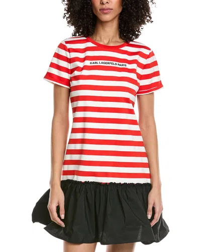 Karl Lagerfeld Stripe T-shirt Dress In White