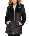 Karl Lagerfeld Stripe Zip Front Coat In Black