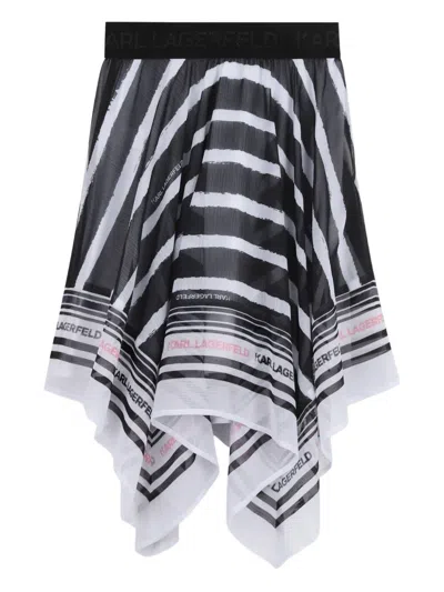 Karl Lagerfeld Kids' Striped Asymmetric Skirt In Multi