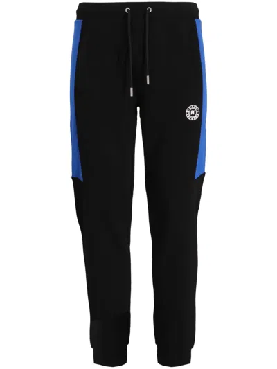 Karl Lagerfeld Striped Cotton Track Trousers In Black