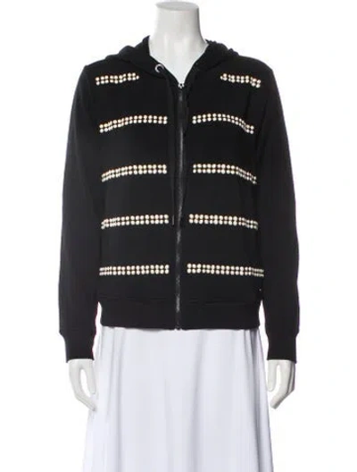 Pre-owned Karl Lagerfeld Striped Crew Neck Hoodie In Gray