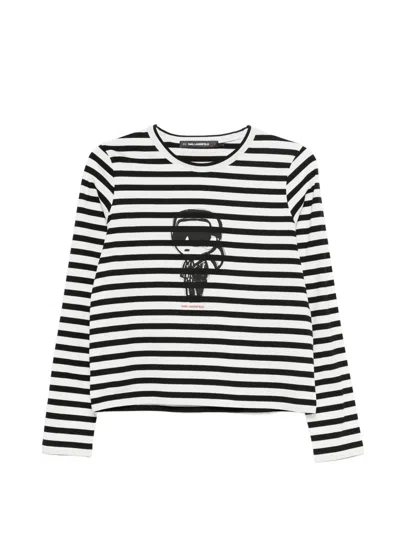 Karl Lagerfeld Ikon Stripe Long-sleeved T-shirt In Black