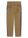 Karl Lagerfeld Stripe-detailing Cotton Trousers In Beige